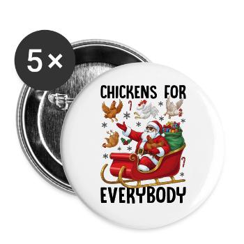 Chickens for Everybody - Buttons large 2.2''/56 mm (5-pack) - white - Front