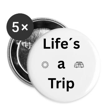 Life's a Trip – Travel Shirt - Buttons large 2.2''/56 mm (5-pack) - white - Front