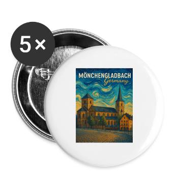 Mönchengladbach - Buttons large 2.2''/56 mm (5-pack) - white - Front