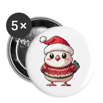 Chicken Christmas - Buttons large 2.2''/56 mm (5-pack) - white - Front