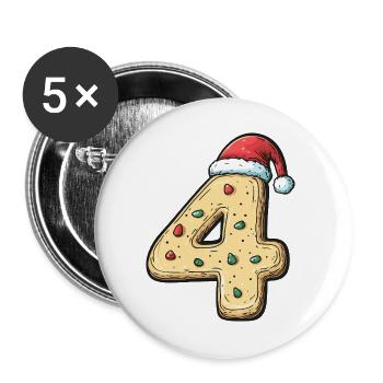 4 Number Cookie Christmas - Buttons large 2.2''/56 mm (5-pack) - white - Front