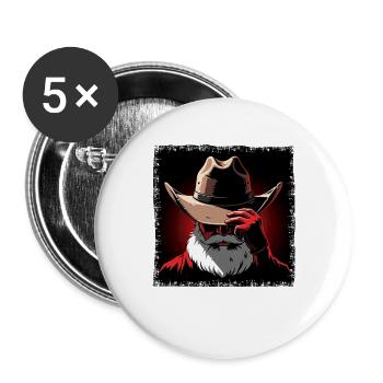 Père Noël Cowboy gothique minimaliste - Lot de 5 grands badges (56 mm) - blanc - Devant