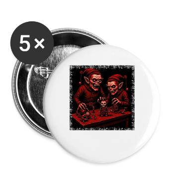 Creepy Christmas Zombie Elf Skeleton Horror - Buttons large 2.2''/56 mm (5-pack) - white - Front