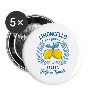 Limoncello Per Favore Italy Golfo di Napoli - Lot de 5 grands badges (56 mm) - blanc - Devant