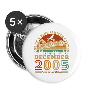December 2005 Vintage Retro Birthday Gift - Buttons large 2.2''/56 mm (5-pack) - white - Front