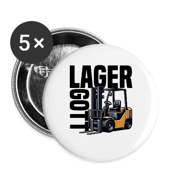 Lager Gott - Buttons groß 56 mm (5er Pack) - Weiß - Vorne