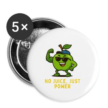Pomme avec des muscles - Pas de jus, juste de la puissance - Lot de 5 grands badges (56 mm) - blanc - Devant