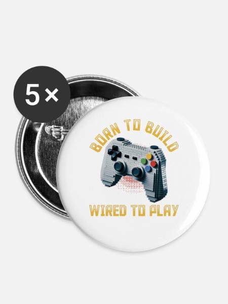 Building Blocks Gamer Gaming Brick Builder - Buttons groß 56 mm (5er Pack) - Weiß