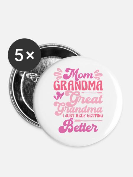 Oma Mama Geschenk Weihnachtsgeschenke Großmutter - Buttons groß 56 mm (5er Pack) - Weiß