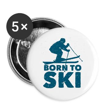 Born to Ski Silhouette - Buttons large 2.2''/56 mm (5-pack) - white - Front