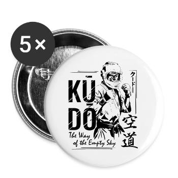 Kudo - Der Weg des leeren Himmels | Japanische Kampfkunst - Buttons groß 56 mm (5er Pack) - Weiß - Vorne