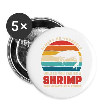 Crevette Thème Rétro Coucher de soleil - Lot de 5 grands badges (56 mm) - blanc - Devant