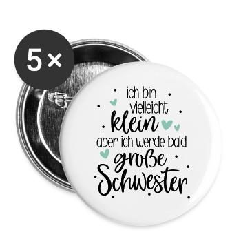 I'm little but I'm going to be big sister soon - Buttons large 2.2''/56 mm (5-pack) - white - Front