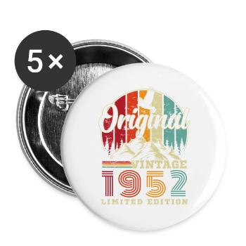 1952 Vintage Rétro Cadeau D'anniversaire - Lot de 5 grands badges (56 mm) - blanc - Devant