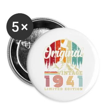 1941 Vintage Rétro Cadeau D'anniversaire - Lot de 5 grands badges (56 mm) - blanc - Devant