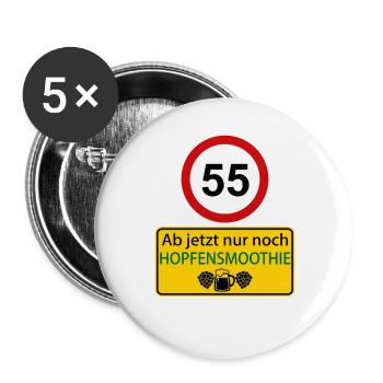 55 Ab jetzt nur noch Hopfensmoothie - Buttons groß 56 mm (5er Pack) - Weiß - Vorne