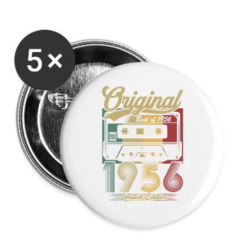 Original 1956 Vintage Vintage Anniversaire Rétro - Lot de 5 grands badges (56 mm) - blanc - Devant
