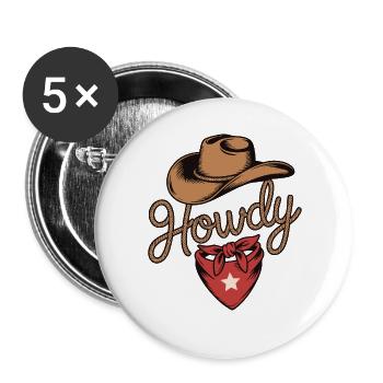 Howdy Cowboy - Western Rope Design - Buttons large 2.2''/56 mm (5-pack) - white - Front