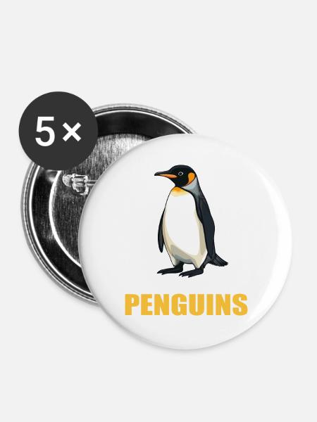 Pinguine Pinguin - Buttons groß 56 mm (5er Pack) - Weiß
