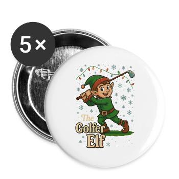 The Golfer Elf Funny Golf Player Design - Buttons large 2.2''/56 mm (5-pack) - white - Front