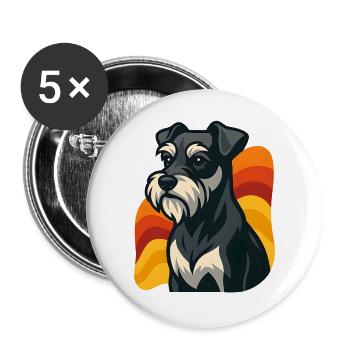Miniature Schnauzer Dog at Sunset - Buttons large 2.2''/56 mm (5-pack) - white - Front