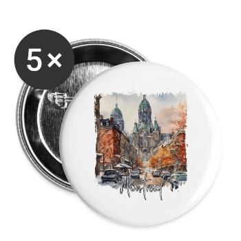 Montreal Aquarell, Montreal, Kanada - Buttons groß 56 mm (5er Pack) - Weiß - Vorne