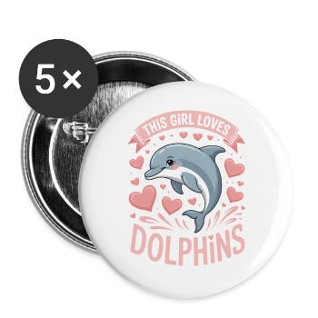 dauphin disant fille drôle dauphin cadeau - Lot de 5 grands badges (56 mm) - blanc - Devant