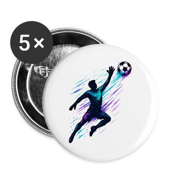 Défilé des gardiens de but de football Action dynamique - Lot de 5 grands badges (56 mm) - blanc - Devant