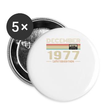 December 1977 Birthday December 1977 December - Buttons large 2.2''/56 mm (5-pack) - white - Front
