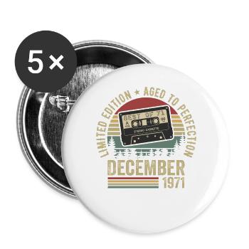 Décembre 1971 - Anniversaire Décembre 1971 - Lot de 5 grands badges (56 mm) - blanc - Devant