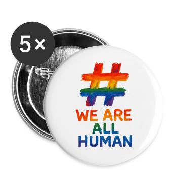 #WeAreAllHuman – Rainbow Watercolor Design - Buttons large 2.2''/56 mm (5-pack) - white - Front