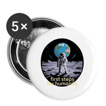 Erste Schritte für die Menschheit Astronaut Moon - Buttons groß 56 mm (5er Pack) - Weiß - Vorne