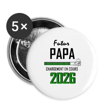 Future DAD Countdown 2026 Baby Green - Buttons large 2.2''/56 mm (5-pack) - white - Front