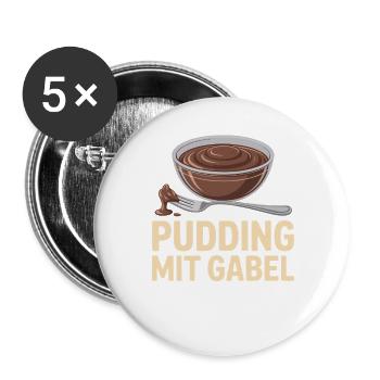 Pudding with fork - Buttons large 2.2''/56 mm (5-pack) - white - Front