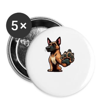 Talk to the Paw Malinois Belgian Shepherd - Buttons large 2.2''/56 mm (5-pack) - white - Front