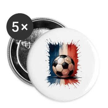 Frankreich Fußball - Buttons groß 56 mm (5er Pack) - Weiß - Vorne