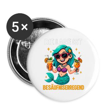 Die Lage Ist Besäufniserregend Meerjungfrau - Buttons groß 56 mm (5er Pack) - Weiß - Vorne