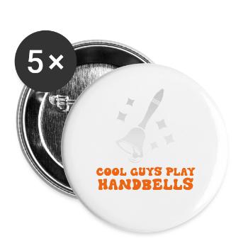 Coole Jungs spielen Handglocken - Buttons groß 56 mm (5er Pack) - Weiß - Vorne
