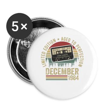 Décembre 1984 - Anniversaire Décembre 1984 - Lot de 5 grands badges (56 mm) - blanc - Devant