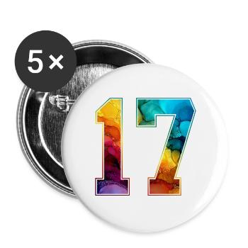 NO. 17 NUMBER 17 COLLEGE 17TH BIRTHDAY - Buttons large 2.2''/56 mm (5-pack) - white - Front