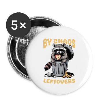 Funny Raccoon - Buttons groß 56 mm (5er Pack) - Weiß - Vorne