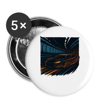 Nachtfahrt Sportwagen Im Tunnel Geschwindigkeit - Buttons groß 56 mm (5er Pack) - Weiß - Vorne