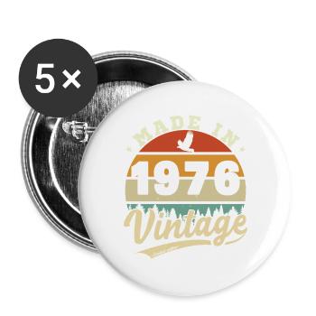 50 Jahre 1976 Vintage Retro Geburtstagsgeschenk - Buttons groß 56 mm (5er Pack) - Weiß - Vorne