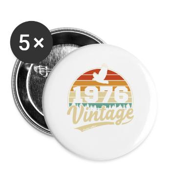50 Jahre 1976 Vintage Retro Geburtstagsgeschenk - Buttons groß 56 mm (5er Pack) - Weiß - Vorne