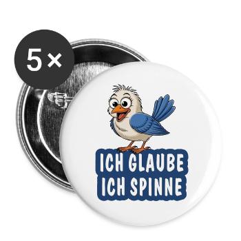 ICH GLAUBE ICH SPINNE - Buttons groß 56 mm (5er Pack) - Weiß - Vorne