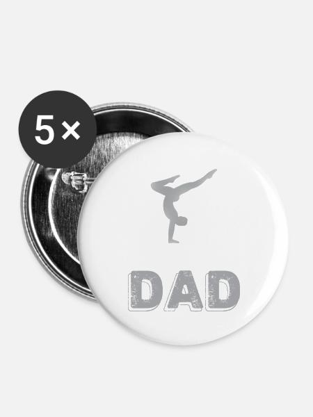 Gymnastics Dad Silhouette Design - Buttons groß 56 mm (5er Pack) - Weiß