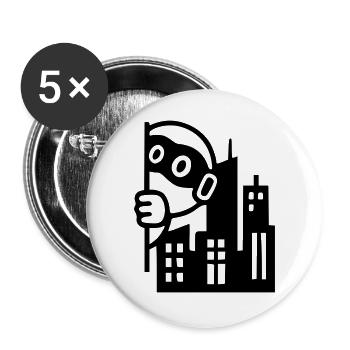 Urban Hero | Rebel in the big city - Buttons large 2.2''/56 mm (5-pack) - white - Front