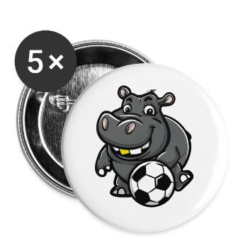 Hippopotame Football Star Illustration - Lot de 5 grands badges (56 mm) - blanc - Devant