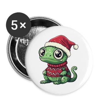 Chameleon Weihnachten - Buttons groß 56 mm (5er Pack) - Weiß - Vorne