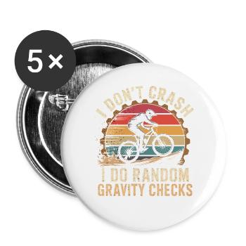 Ich crash nicht Gravity Checks - Buttons groß 56 mm (5er Pack) - Weiß - Vorne